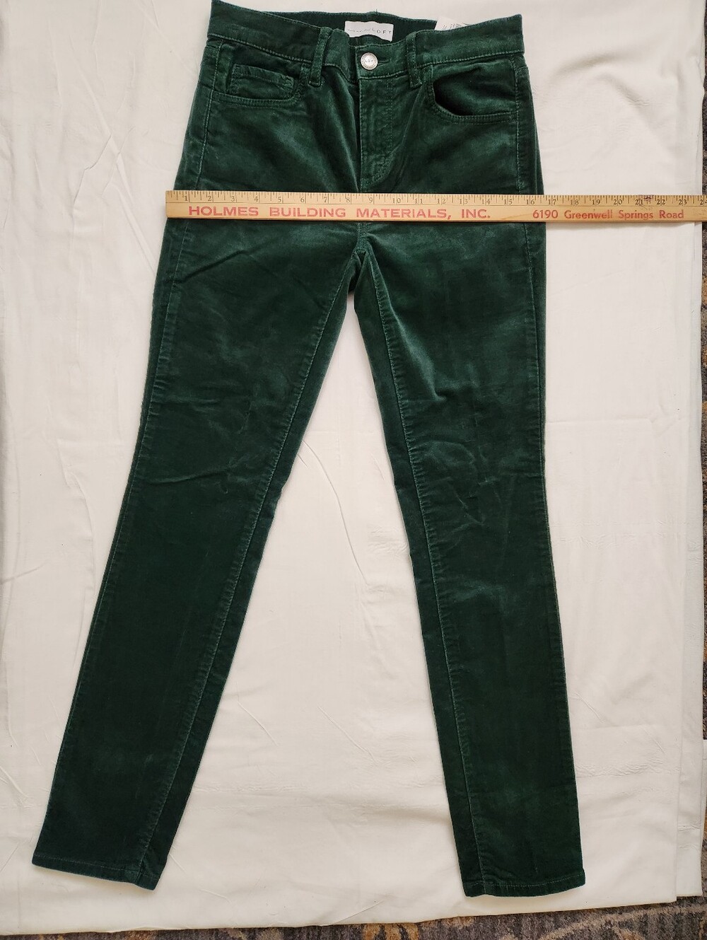 LOFT Dark Green Velvet Skinny Pants for Women - Picture 6 of 9
